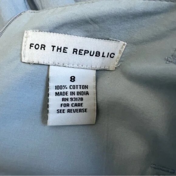 For The Republic Cotton Belted Midi Skirt Size 8 Light Blue Pleated A-Line - Picture 5 of 8